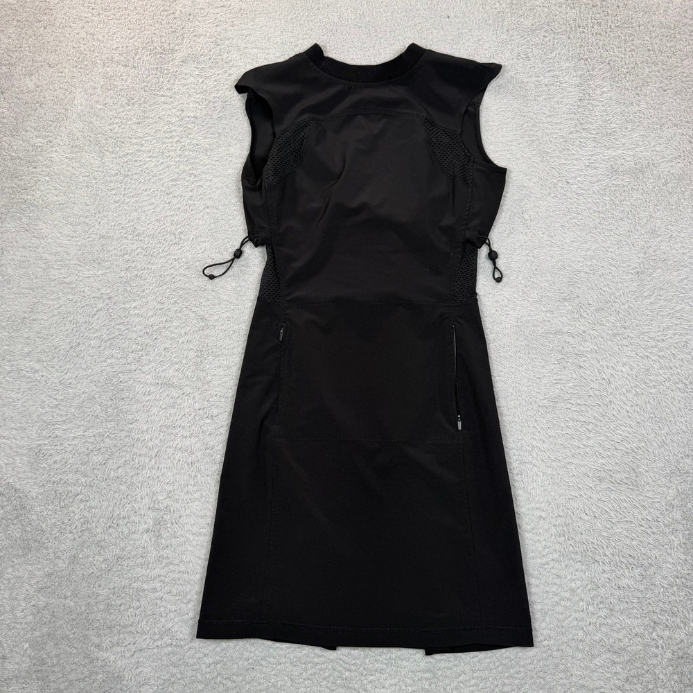 Athleta Womens Black Sleeveless Mesh Vent Bungee Waist Active Dress XXS